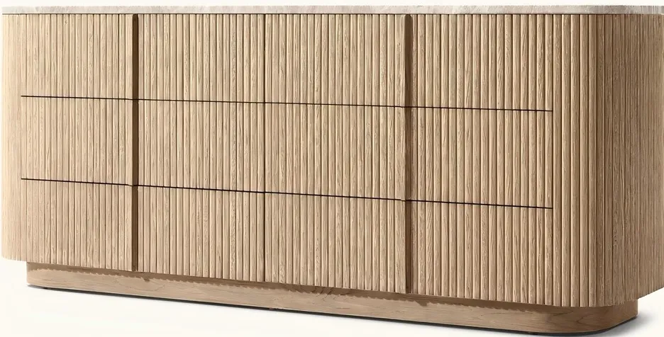 Armoire Lunel en chêne et marbre, vue 3 sur 5