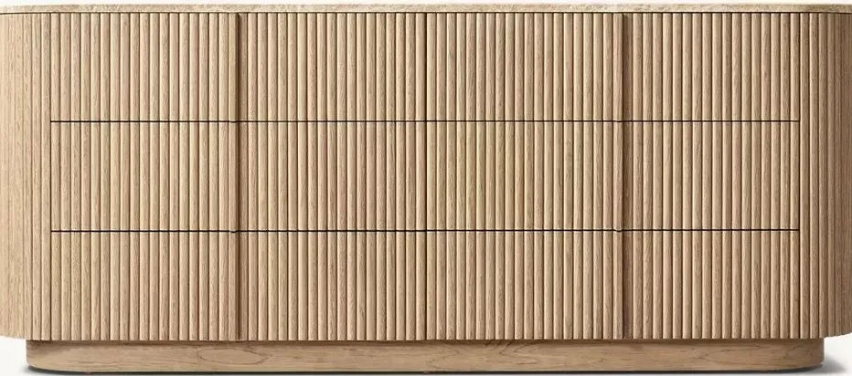 Armoire Lunel en chêne et marbre, vue 4 sur 5
