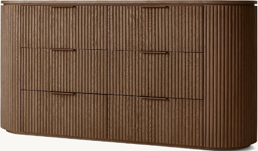 Armoire Navarrenx en chêne brun 6 tiroirs, vue 3 sur 6