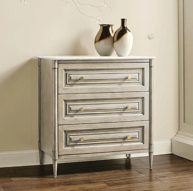 Armoire Orthez en bois massif et marbre, vue 2 sur 4