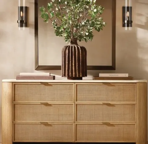 Armoire Tarascon en travertin 6 tiroirs — armoires