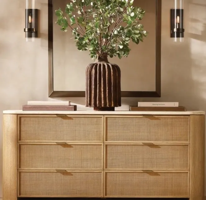 Armoire Tarascon en travertin 6 tiroirs, collection armoires ELWOOD HOME