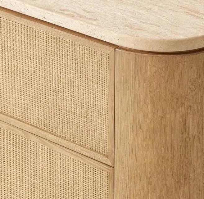 Armoire Tarascon en travertin 6 tiroirs, vue 4 sur 5
