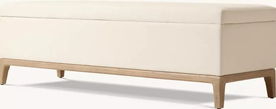 Banc Forcalquier en tissu et chêne, vue 3 sur 4