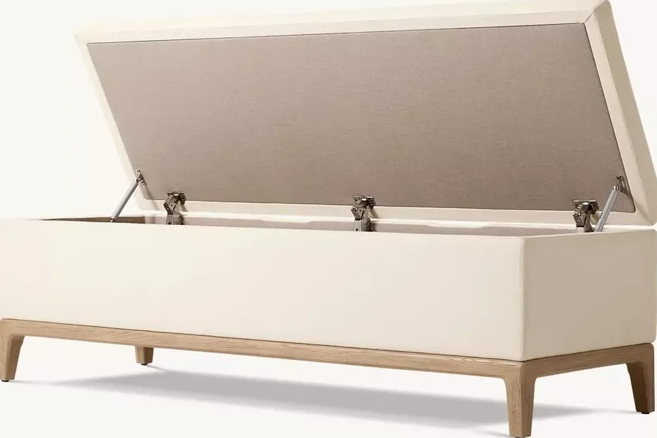Banc Forcalquier en tissu et chêne, vue 4 sur 4