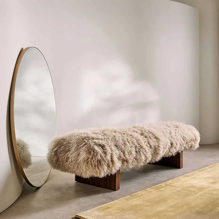 Banc Lacoste en tissu et noyer, vue 2 sur 6