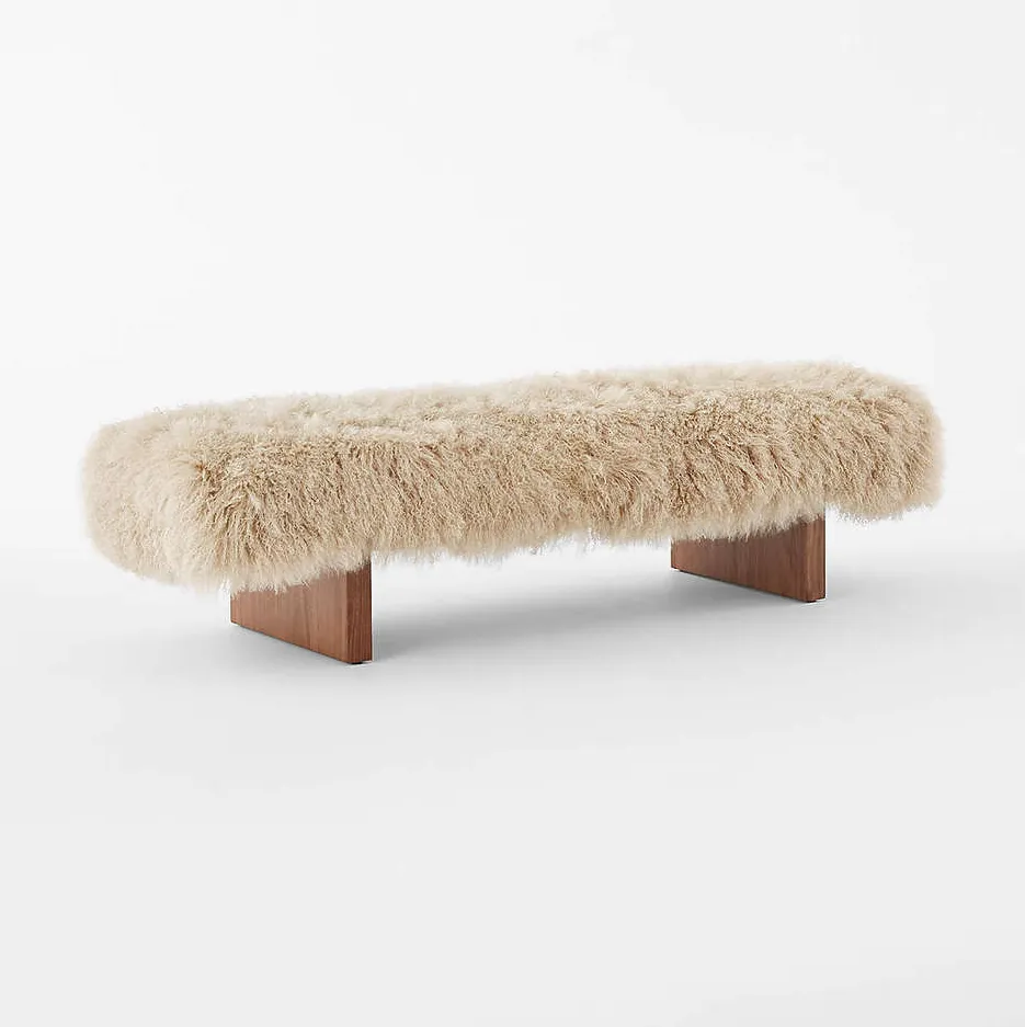 Banc Lacoste en tissu et noyer, vue 4 sur 6