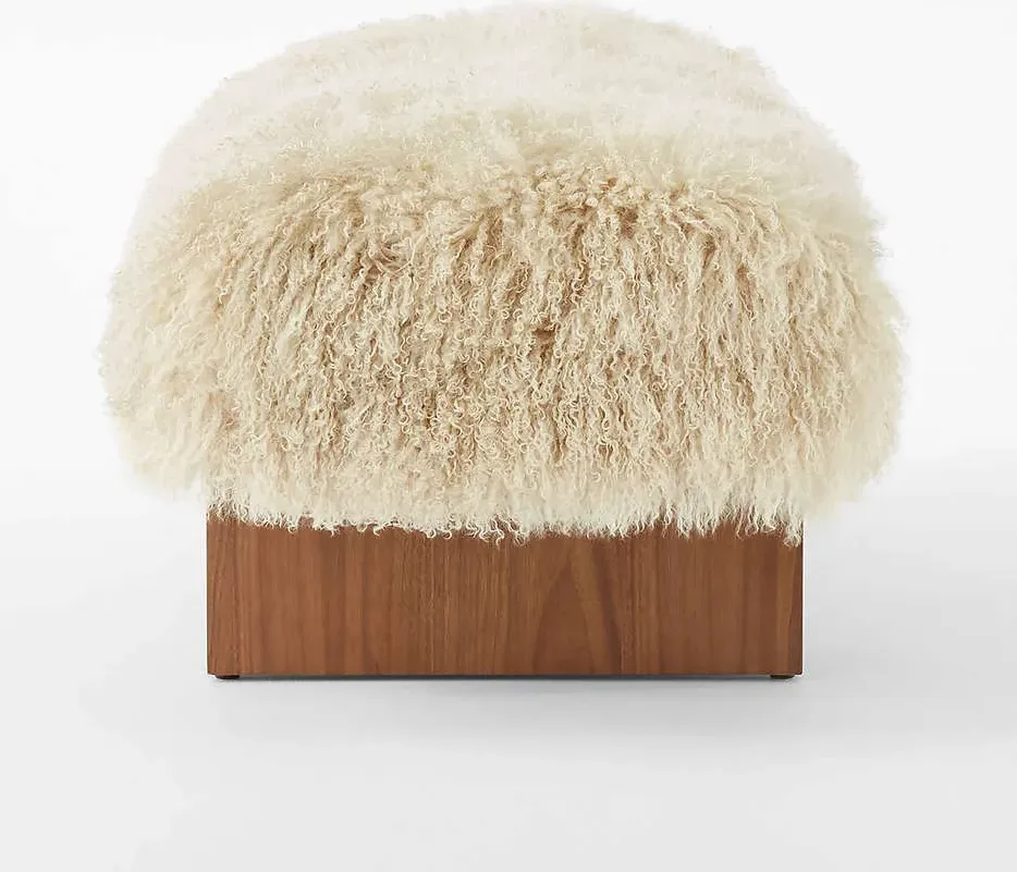 Banc Lacoste en tissu et noyer, vue 5 sur 6