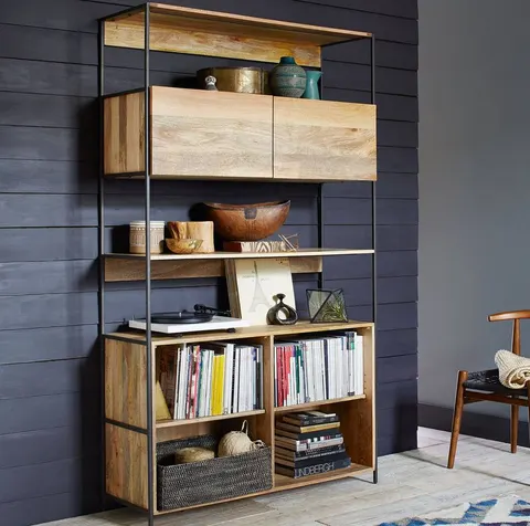 Bibliothèque Eymet en bois massif — meubles de rangement
