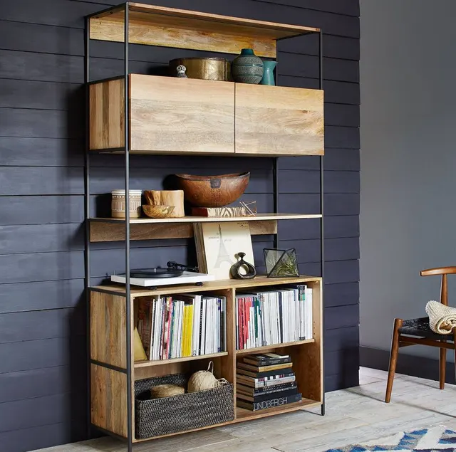 Bibliothèque Eymet en bois massif — meubles de rangement