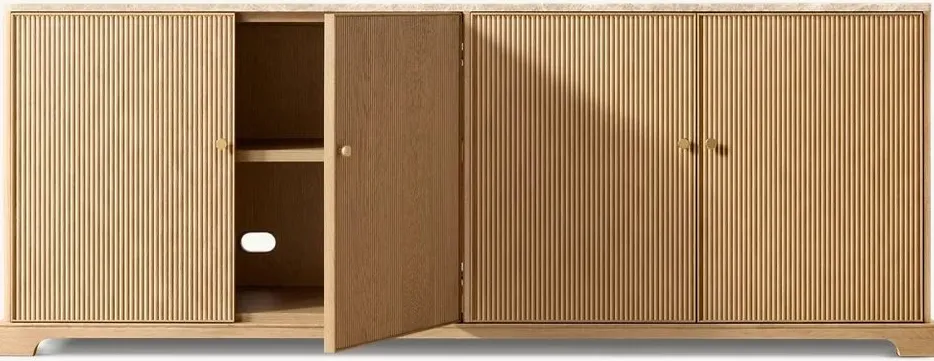 Buffet Die en chêne et marbre 4 portes, vue 2 sur 5