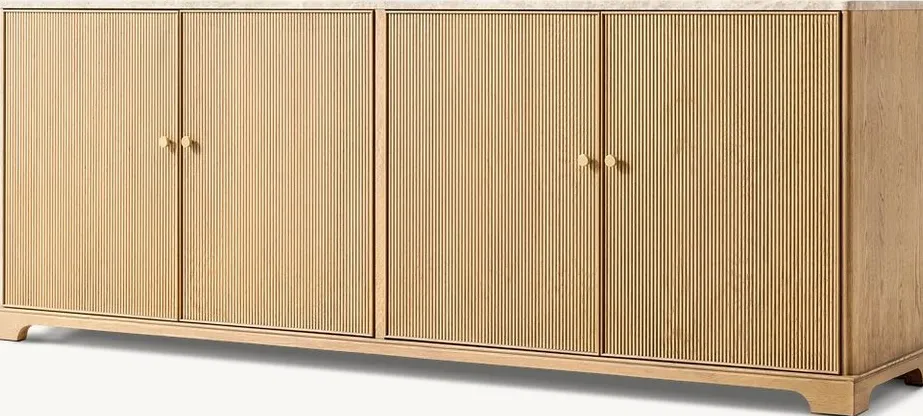 Buffet Die en chêne et marbre 4 portes, vue 4 sur 5