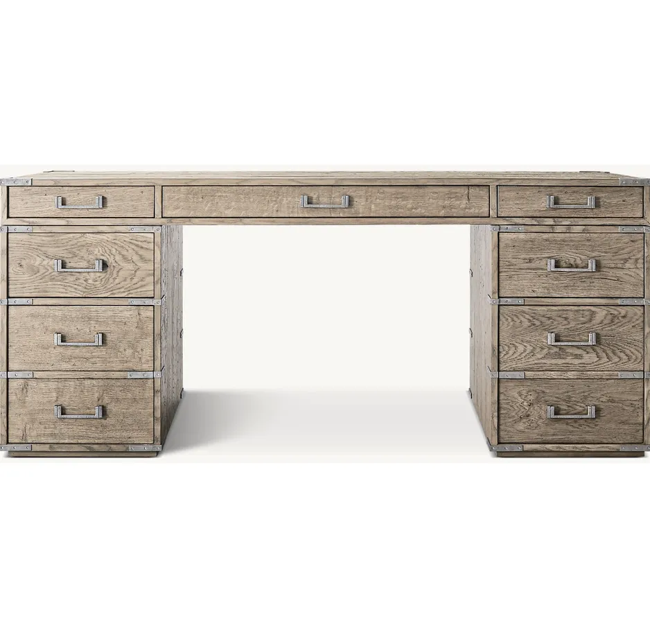 Bureau Riez en chêne 9 tiroirs, collection bureaux ELWOOD HOME