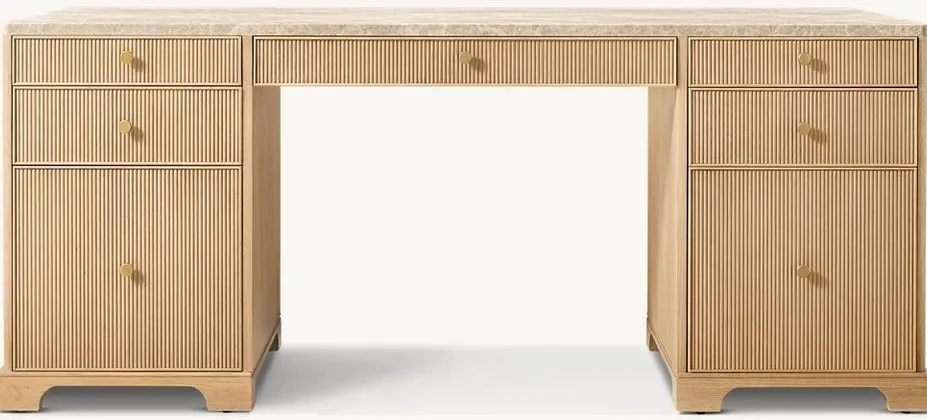 Bureau Salernes en chêne, vue 3 sur 4