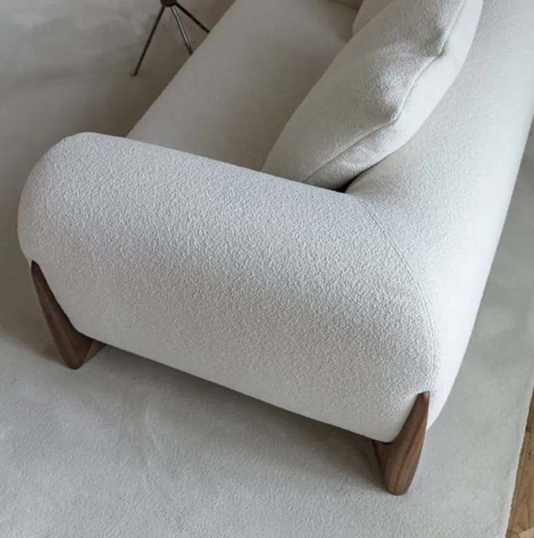 Canapé Ainhoa en bois massif blanc, vue 4 sur 6