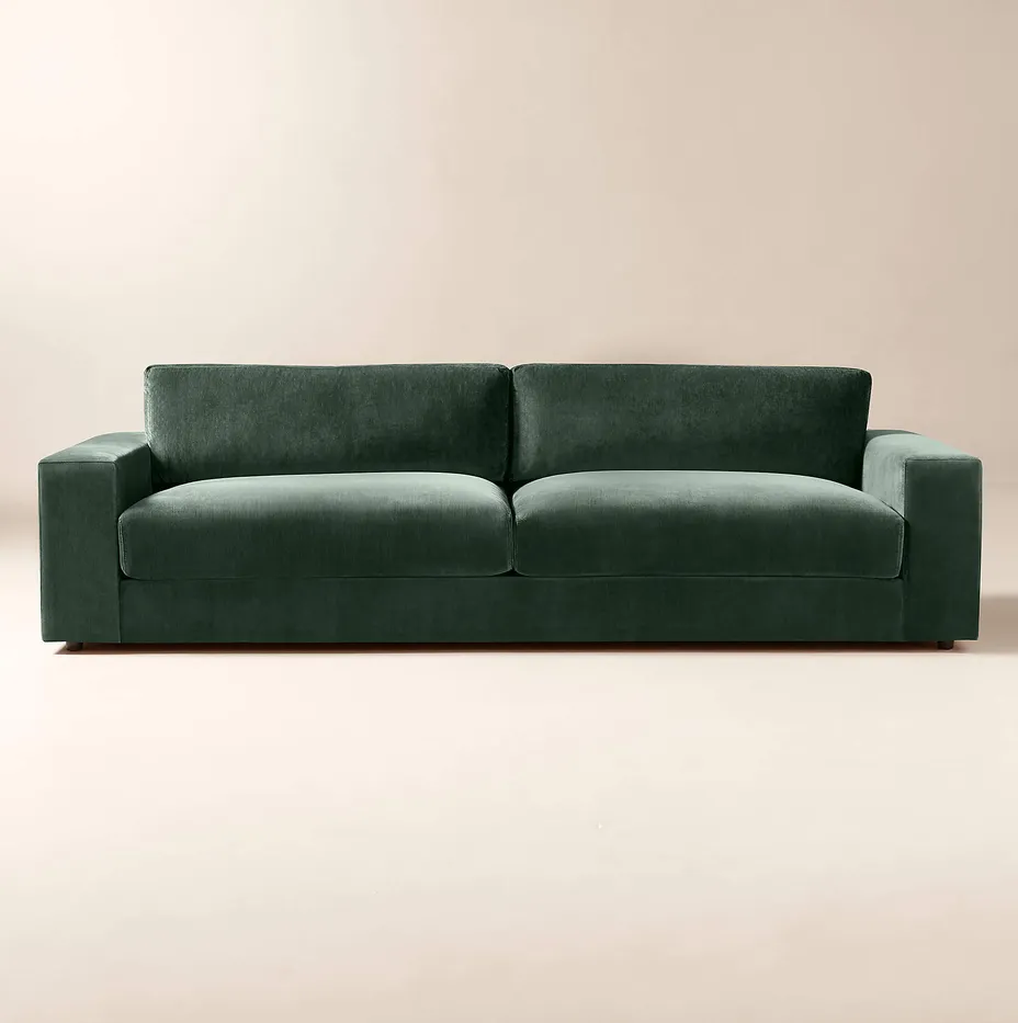 Canapé Biot en velours vert, vue 2 sur 5