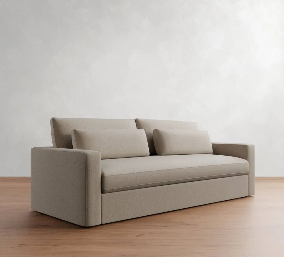 Canapé d'angle Die en tissu et chêne, vue 2 sur 4