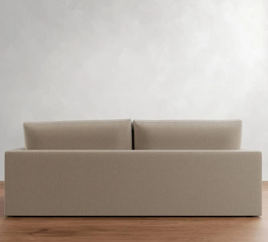 Canapé d'angle Die en tissu et chêne, vue 3 sur 4