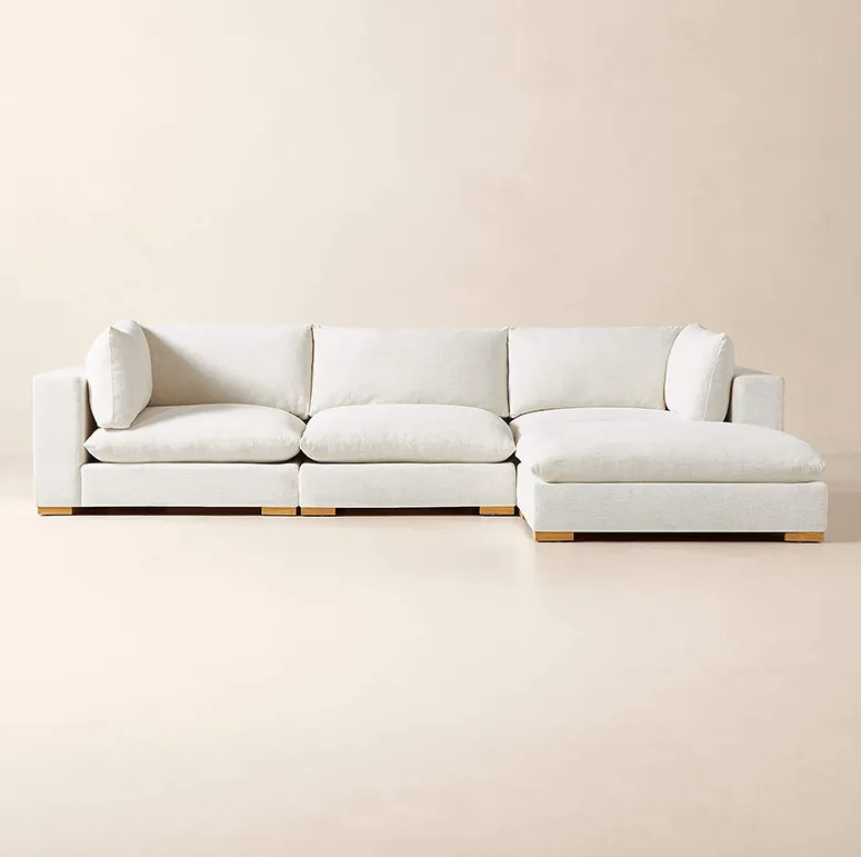 Canapé d'angle Guérande en tissu blanc, vue 3 sur 6