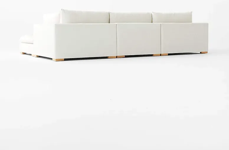 Canapé d'angle Guérande en tissu blanc, vue 4 sur 6