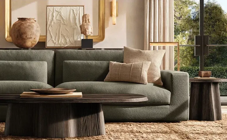 Canapé d'angle Menthon en velours, collection canapés ELWOOD HOME