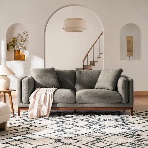 Canapé d'angle Navarrenx en tissu gris 2 places — canapés