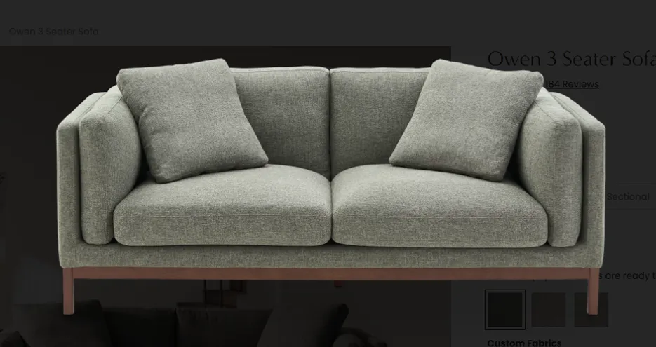 Canapé d'angle Navarrenx en tissu gris 2 places, vue 2 sur 5