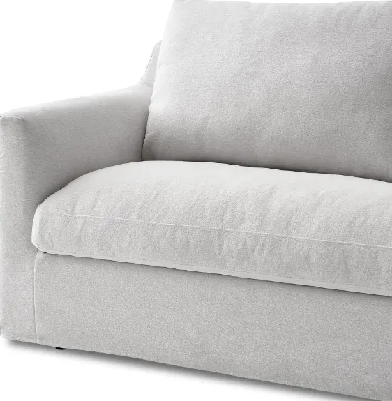 Canapé d'angle Orthez en tissu blanc, vue 2 sur 4