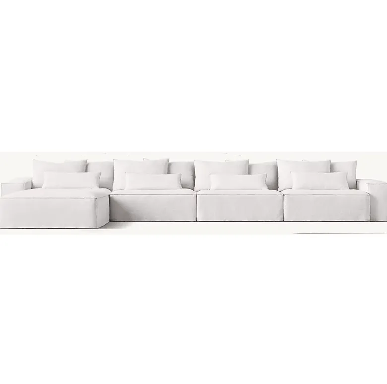 Canapé en U Megève en tissu blanc, collection canapés ELWOOD HOME