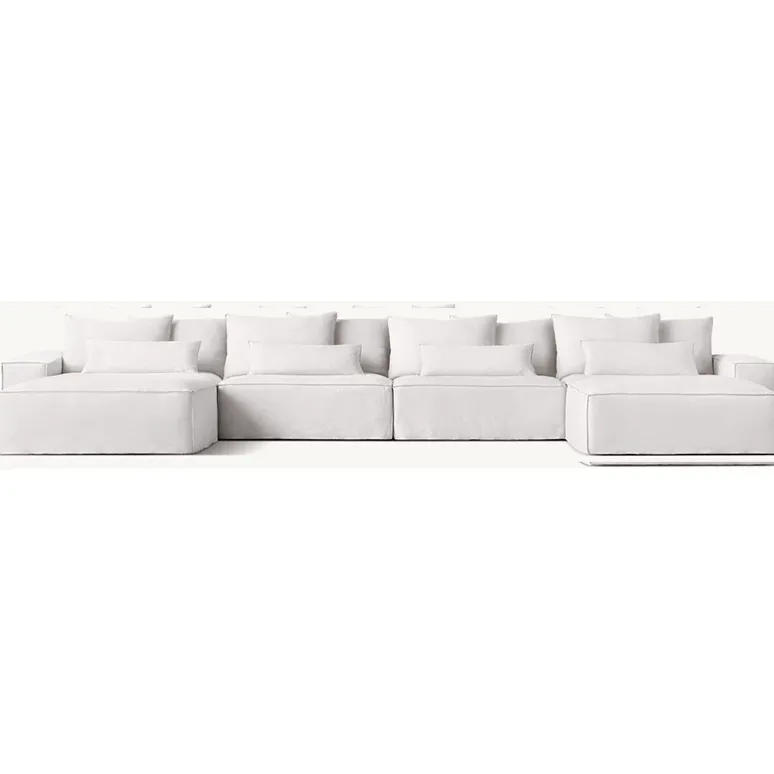Canapé en U Megève en tissu blanc, vue 3 sur 6