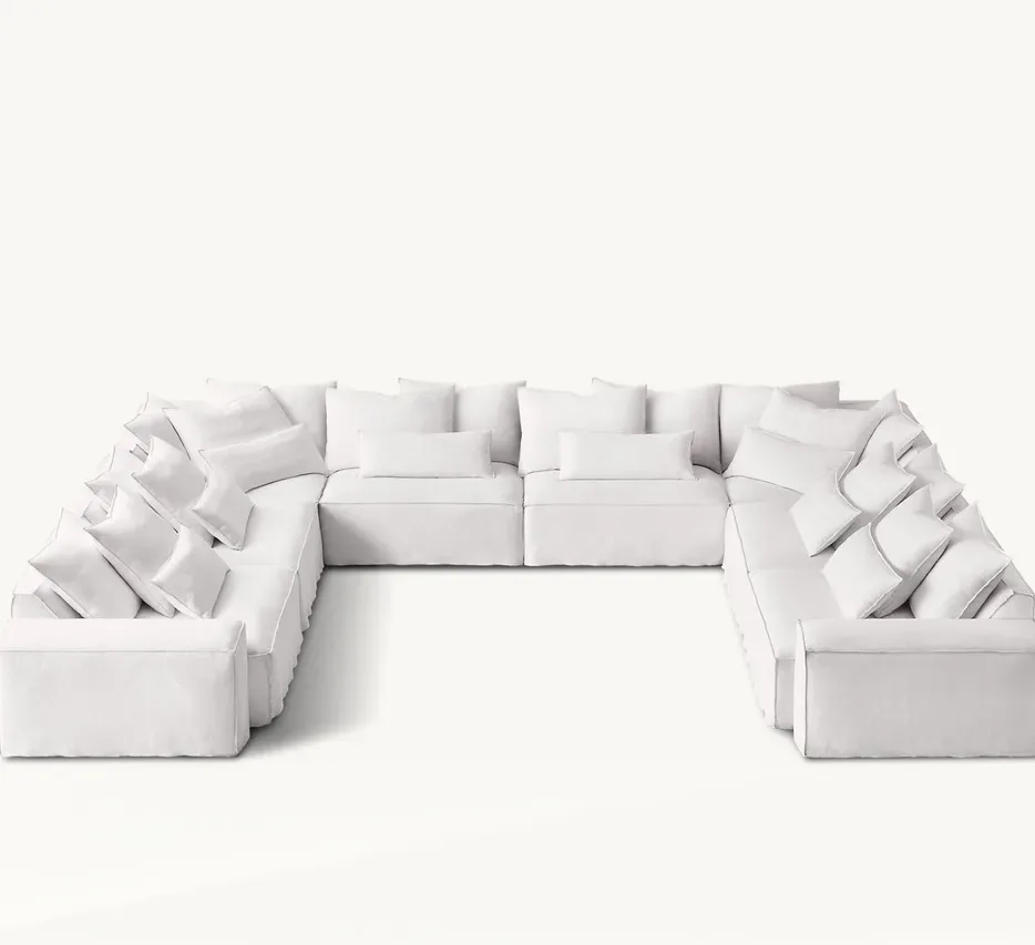 Canapé en U Sauveterre en cuir blanc, vue 4 sur 4