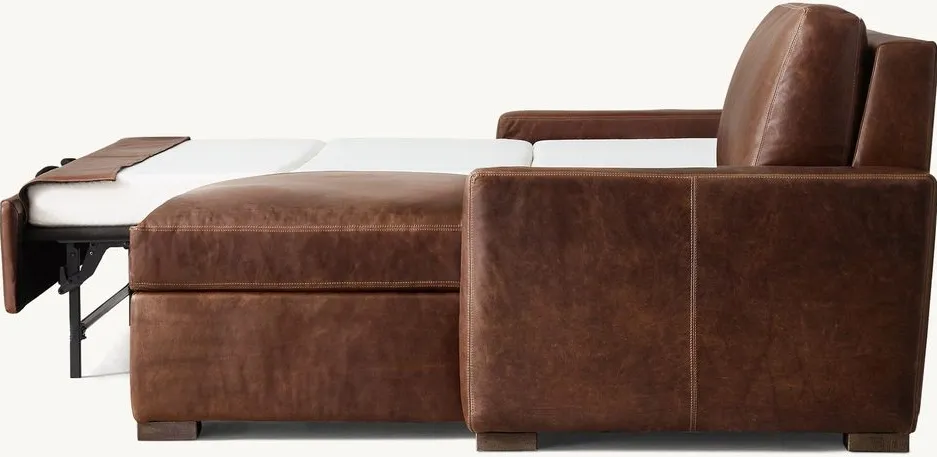 Canapé modulable Clisson en cuir et bois massif, vue 2 sur 5