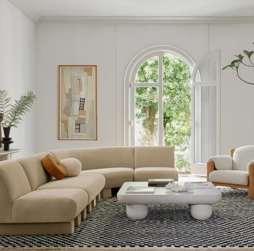 Canapé modulable Colmars en tissu crème, collection canapés ELWOOD HOME