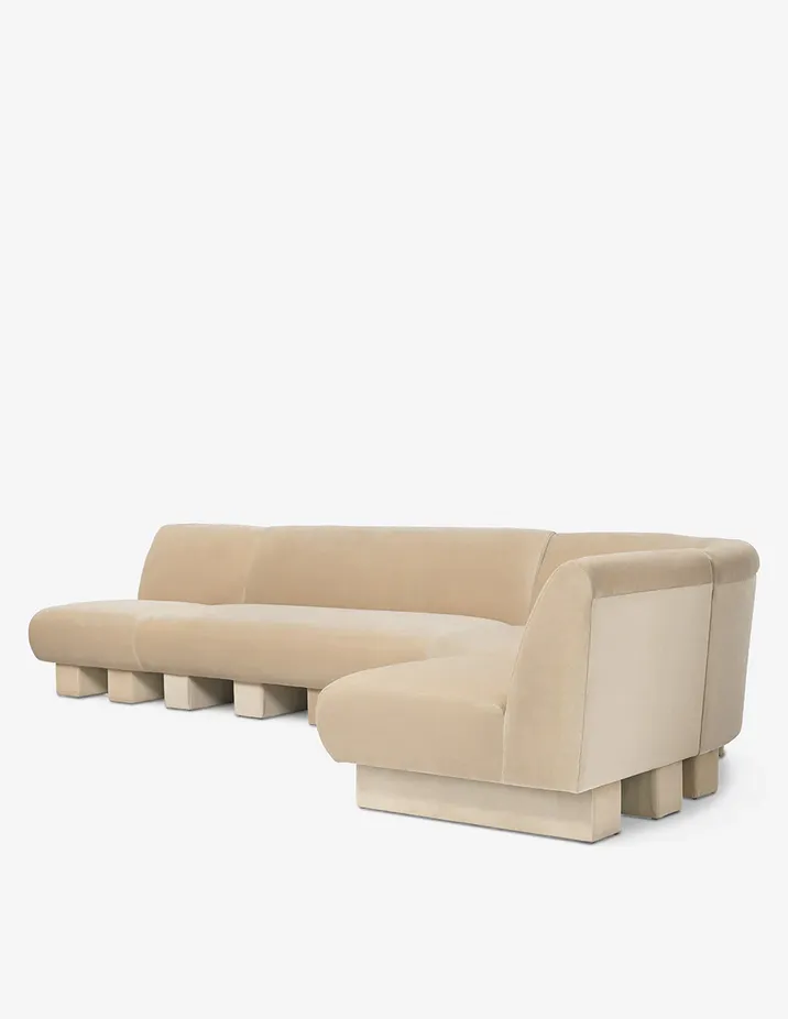 Canapé modulable Colmars en tissu crème, vue 2 sur 6