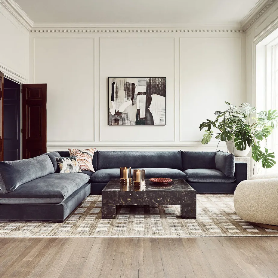 Canapé modulable Gordes en velours gris, vue 2 sur 6