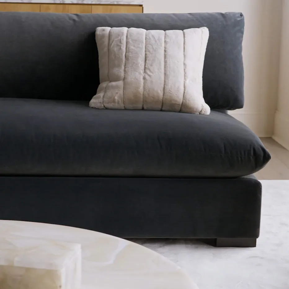 Canapé modulable Gordes en velours gris, vue 4 sur 6