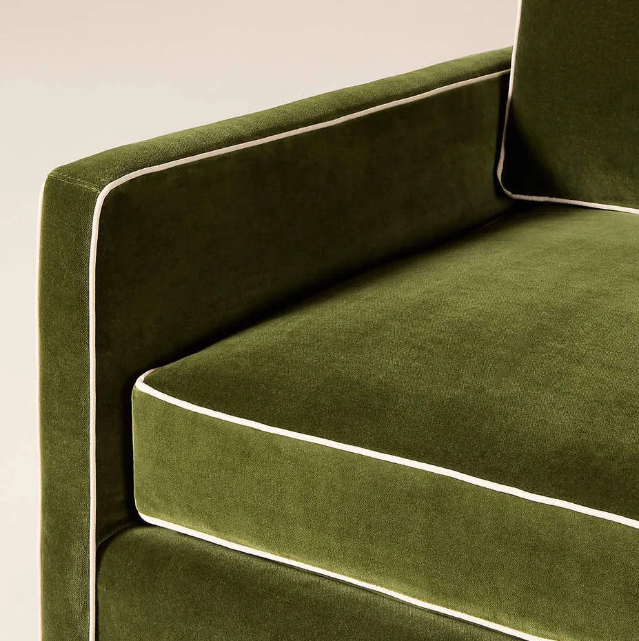 Canapé Oloron en velours vert, vue 4 sur 5