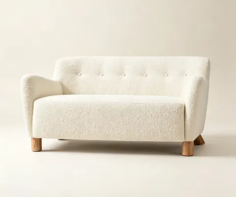 Canapé Seillans en tissu bouclé et bois massif — canapés