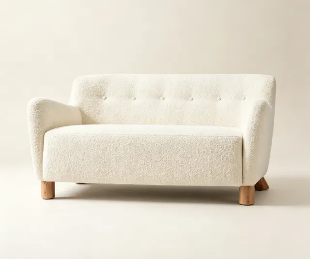 Canapé Seillans en tissu bouclé et bois massif — canapés