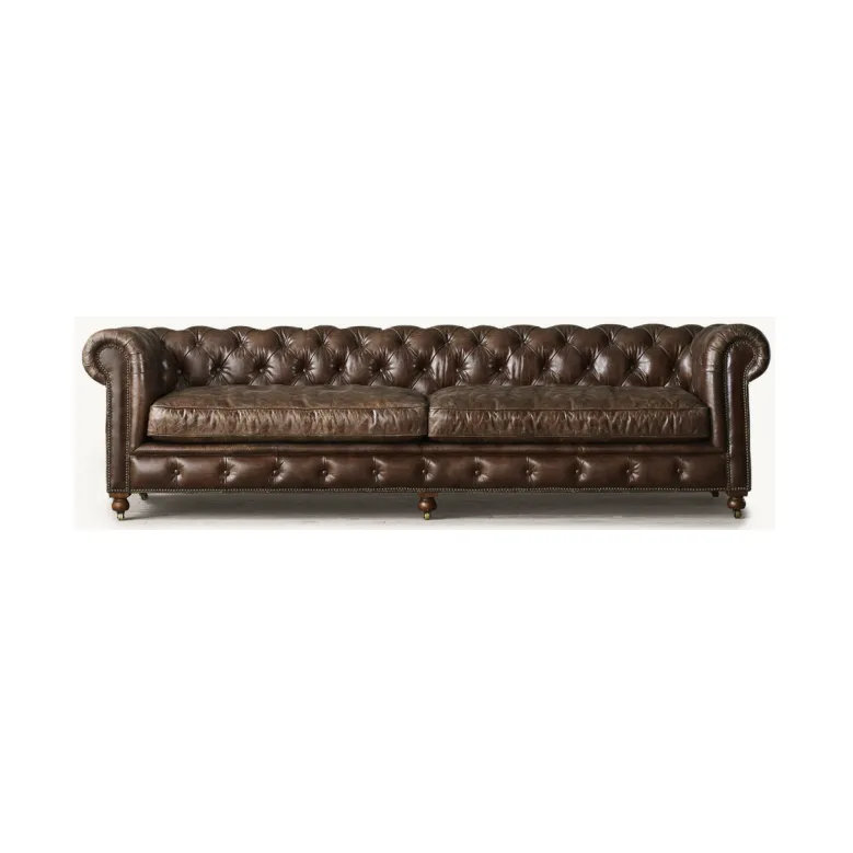Canapé Sète en cuir et bois massif, collection canapés ELWOOD HOME