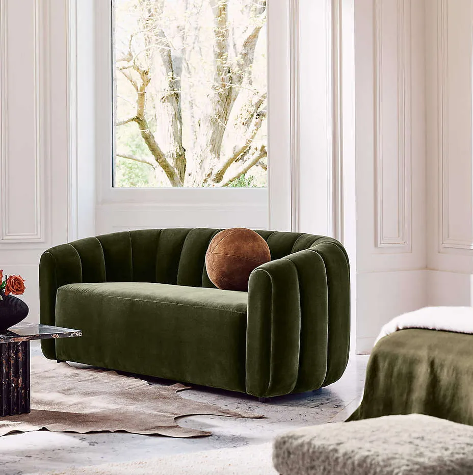 Canapé Yvoire en velours vert, collection canapés ELWOOD HOME