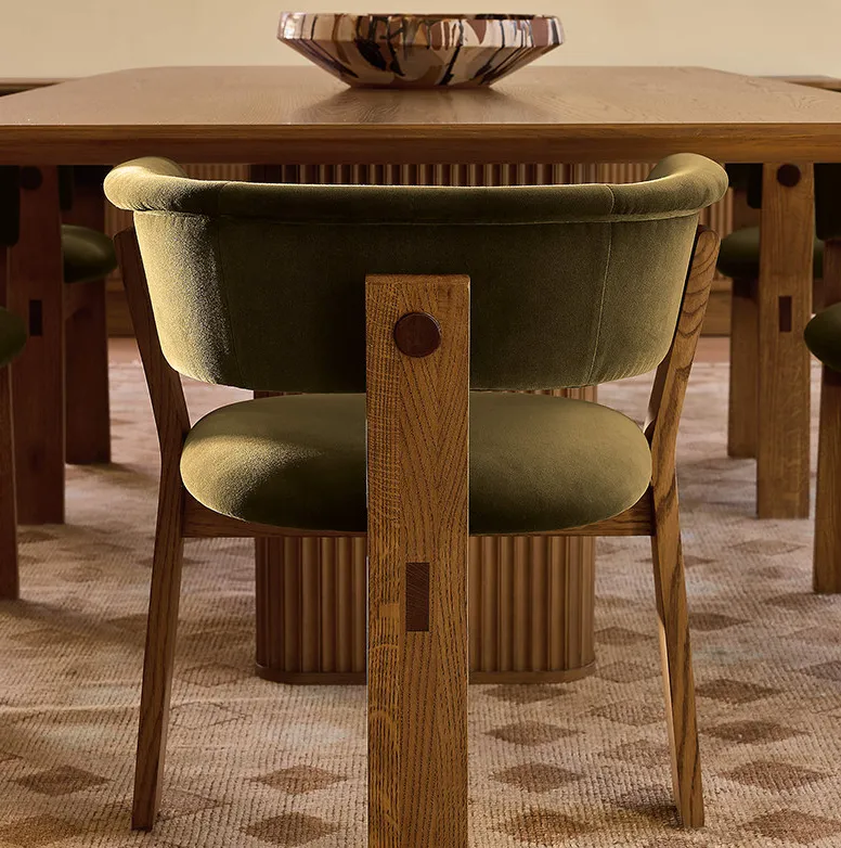 Chaise Argelès en tissu et bois massif, vue 3 sur 6