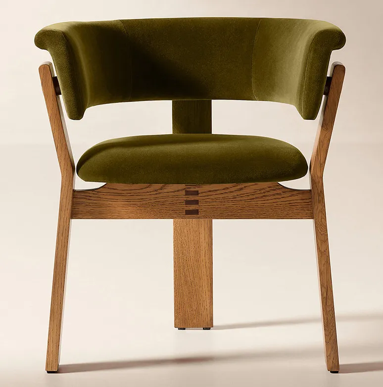 Chaise Argelès en tissu et bois massif, vue 4 sur 6