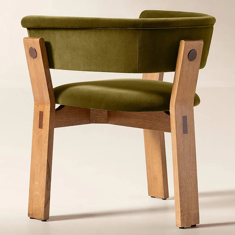 Chaise Argelès en tissu et bois massif, vue 5 sur 6