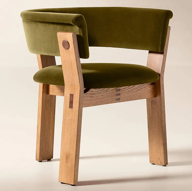 Chaise Argelès en tissu et bois massif, vue 6 sur 6