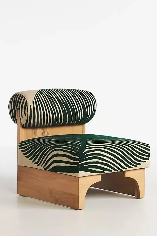 Chaise Belley en tissu vert, vue 3 sur 6