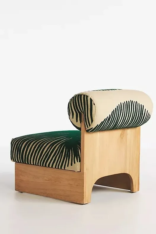 Chaise Belley en tissu vert, vue 4 sur 6
