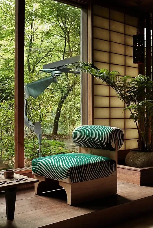 Chaise Belley en tissu vert, vue 5 sur 6