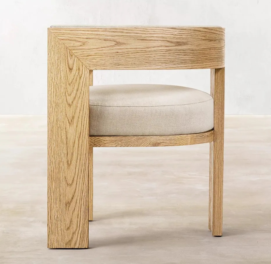 Chaise Cordon en cuir et bois massif, vue 3 sur 4
