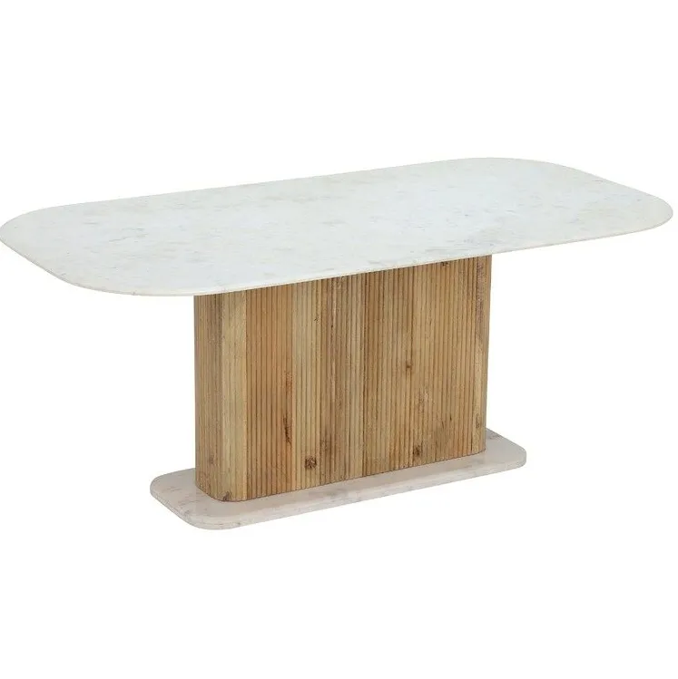Chaise Étretat en bois massif et marbre, vue 5 sur 6